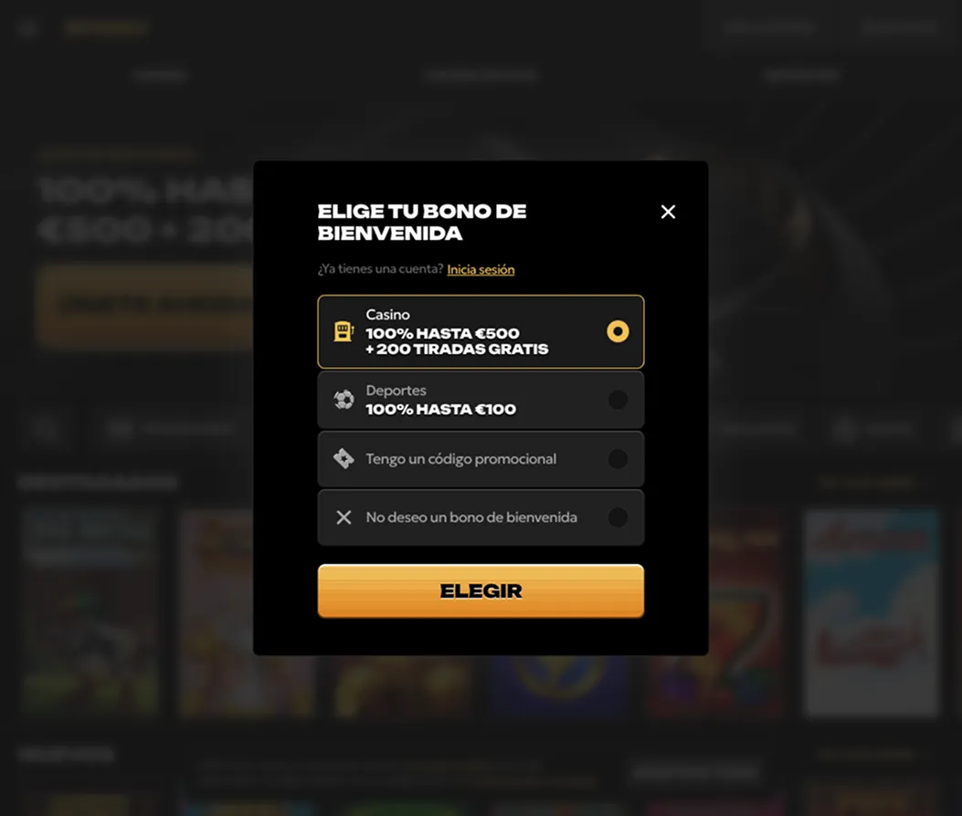 Cómo registrarse en Spinsy Casino
