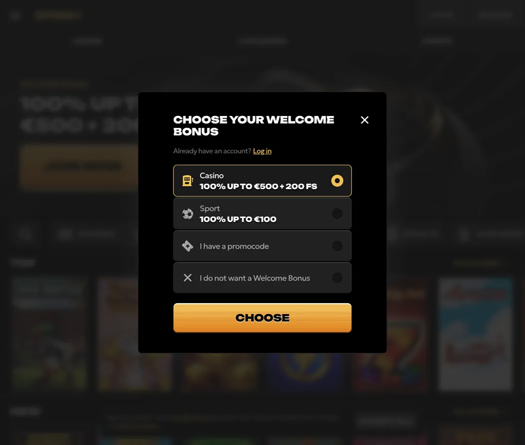 How to register at Spinsy Casino